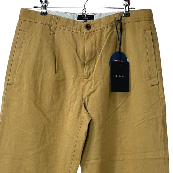 Ted Baker Pleated Tapered Trouser MMT-KURR Ultra Soft Camel Men's 32R NWT - Picture 4 of 12